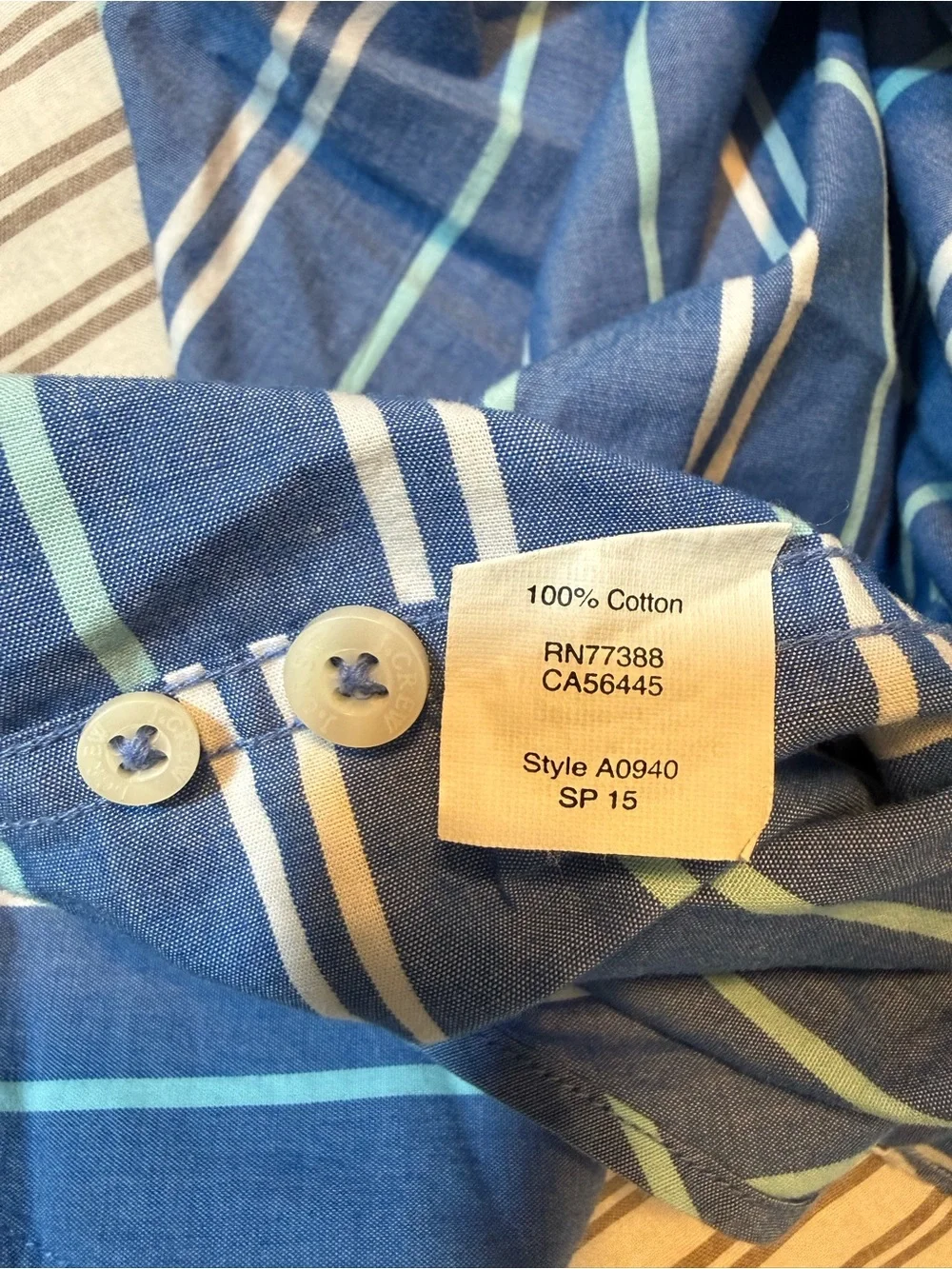 J. Crew Slim Fit Blue Striped Button Down Shirt Men’s Medium Long Sleeve Cotton